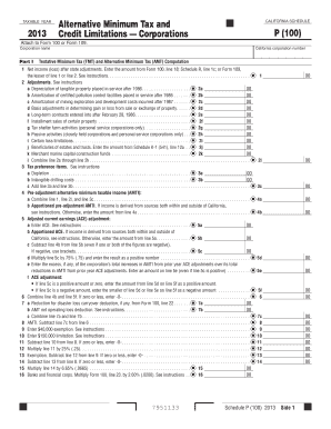 California Schedule P 100 Alternative Minimum Tax