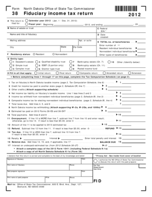 North Dakota Fiduciary Income Tax Return 2012