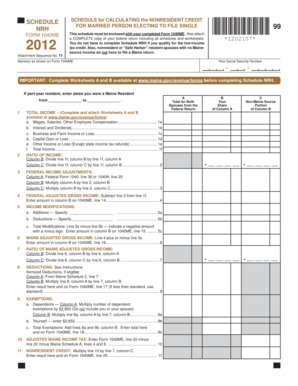 Maine Nonresident Credit Schedule NRH
