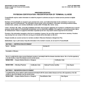 Wisconsin Medicaid Physician Certification of Terminal Illness