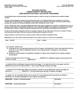 Wisconsin Medicaid Hospice Benefit Revocation Form
