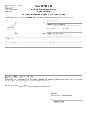 Connecticut Estate Tax Lien Release Certificate