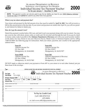 Alabama 40V Individual Income Tax Payment Voucher 2000