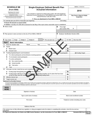 Schedule SB Single-Employer Defined Benefit Plan Form 5500