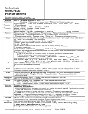 Orthopedic Post-Op Orders Form