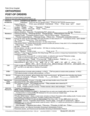 Orthopedic Post-Op Orders Form