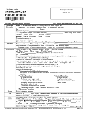 Swuare root of 8 - Post-op Orders - SPINAL Rev. 03-13.doc - palmdrivehospital