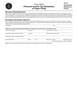 Massachusetts Paper Filing Declaration Form