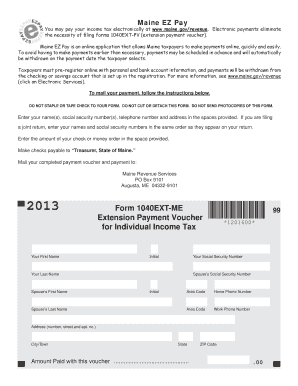Maine Income Tax Extension Payment Voucher