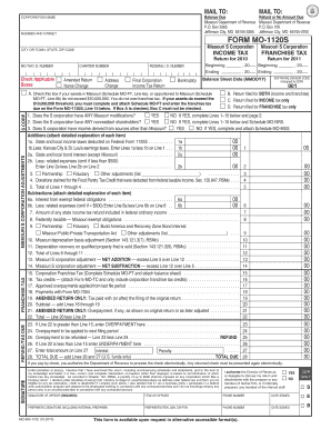 Missouri S Corporation Income Tax Return