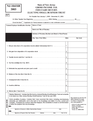 New Jersey Electing Small Business Trust Tax Return