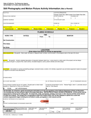 California Film Activity Information Form
