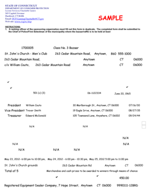 Connecticut Bazaar or Raffle Permit Application
