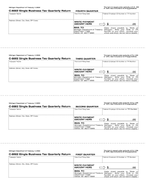 Michigan C-8002 Single Business Tax Quarterly Return