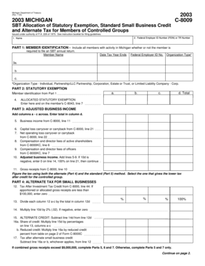 Michigan C-8009 Form