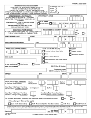 Coal Workers' Health Surveillance Program X-Ray Form