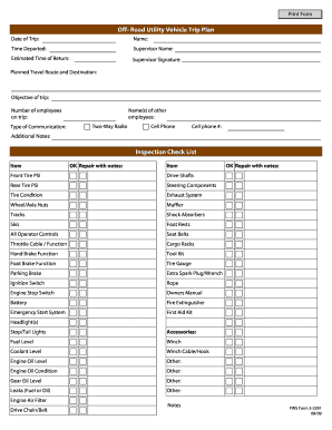 Off-Road Utility Vehicle Trip Plan