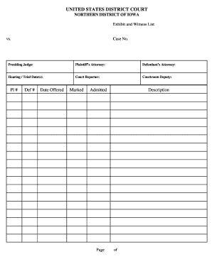 Exhibit and Witness List