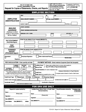 Request for Copies of Statements, Checks, and Reports