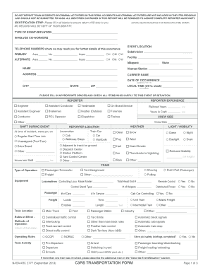 NASA C3RS Close Call Reporting Form