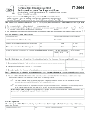 New York Nonresident Cooperative Unit Estimated Income Tax Form