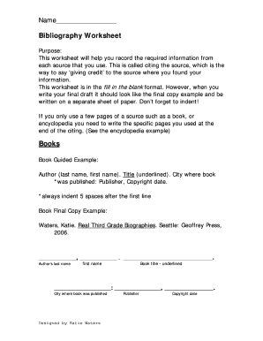 Bibliography Worksheet
