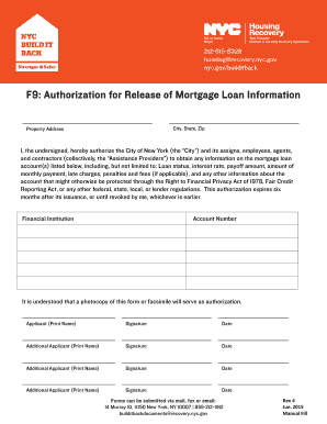 Authorization for Release of Mortgage Loan Information