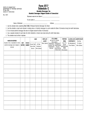 Connecticut Wholesale Alcoholic Beverages Tax Return Schedule