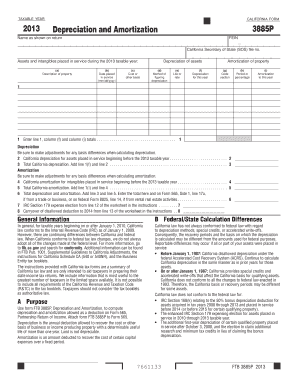 California Depreciation and Amortization Form 3885P