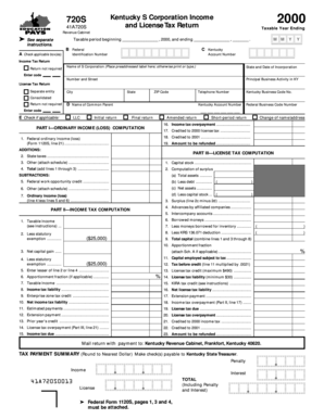 Kentucky S Corporation Income and License Tax Return
