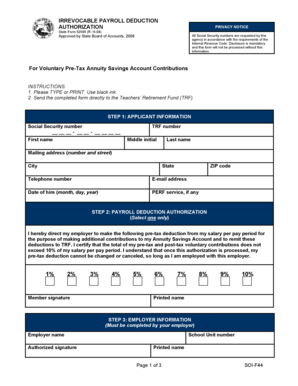 Irrevocable Payroll Deduction Authorization Form