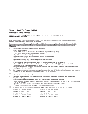 Form 1023 Application Checklist