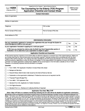 IRS Form 14204 Tax Counseling for the Elderly Application