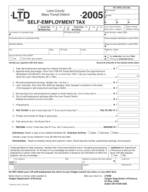 Lane County Mass Transit District Self-Employment Tax Form