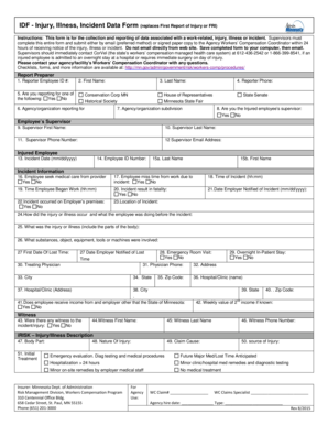 Minnesota Injury Illness Incident Data Form