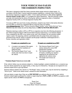 New Jersey Emission Repair Form