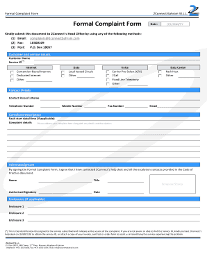 Formal Complaint Form