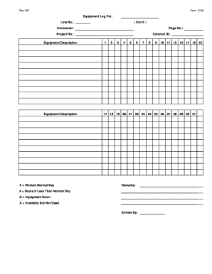 Equipment Log Form