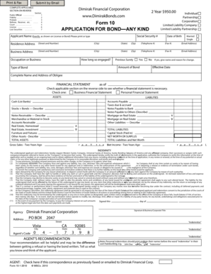 Application for Surety Bond