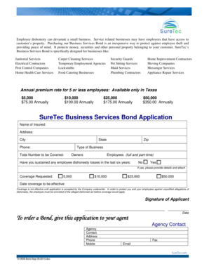 Business Services Bond Application