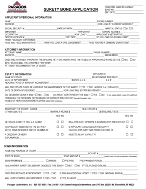 Surety Bond Application Form