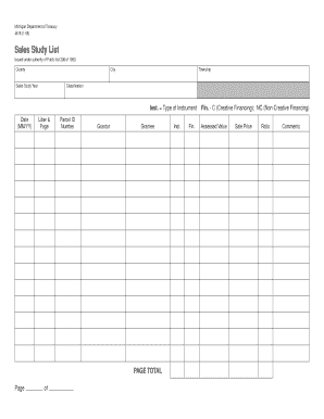 Michigan Sales Study List Form 4618