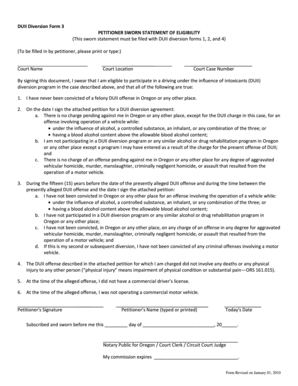 Oregon DUII Diversion Eligibility Form