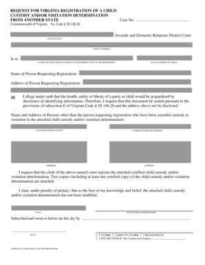 Virginia Child Custody Registration Form