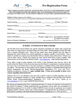 Student Pre-Registration Form