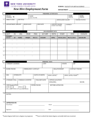 New Hire Employment Form