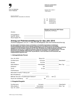 Antrag auf Prämienverbilligung