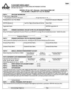 North Dakota FlexComp Enrollment Form