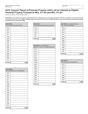 Michigan Eligible Manufacturing Personal Property Exemption Form