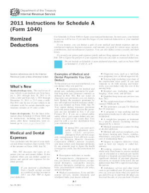 2011 Instructions for Schedule A (Form 1040)